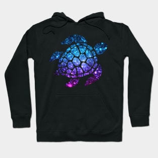 Bright Purple Teal Ombre Faux Glitter Turtle Hoodie